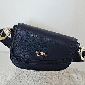 GUESS Elegant Black Crossbody Bag with Gold Details